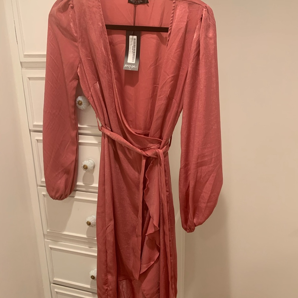 Satin frill midi dress